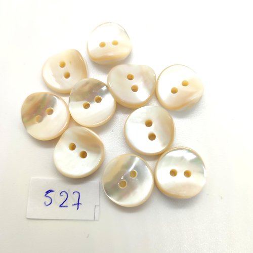 10 boutons en nacre ivoire -  15mm - 527