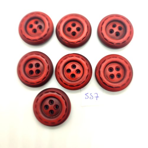 7 boutons en résine marron foncé -  28mm - 557