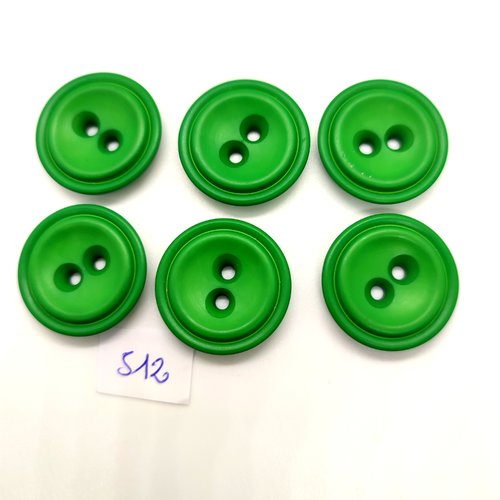6 boutons en résine vert -  27mm - 512