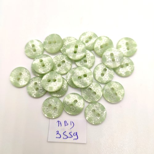 25 boutons en résine vert -  13mm - abd3559