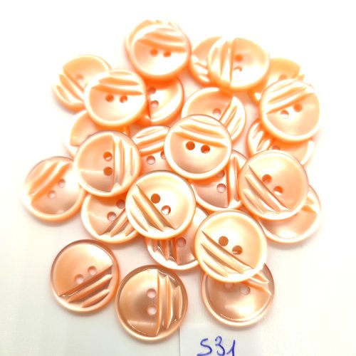 26 boutons en résine rose / orange - 18mm - 531