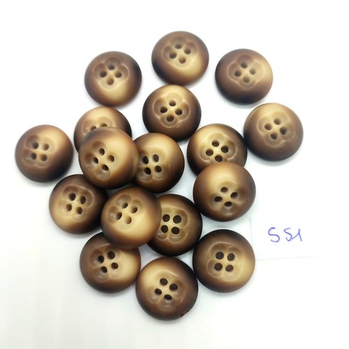 17 boutons en résine beige et marron - 17mm - 551