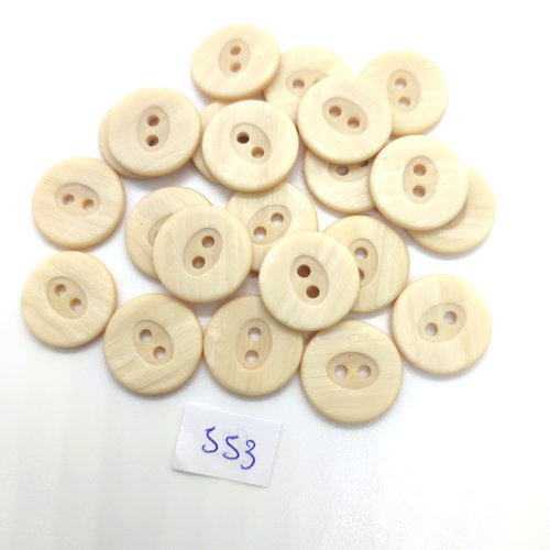 22 boutons en résine beige - 18mm - 553
