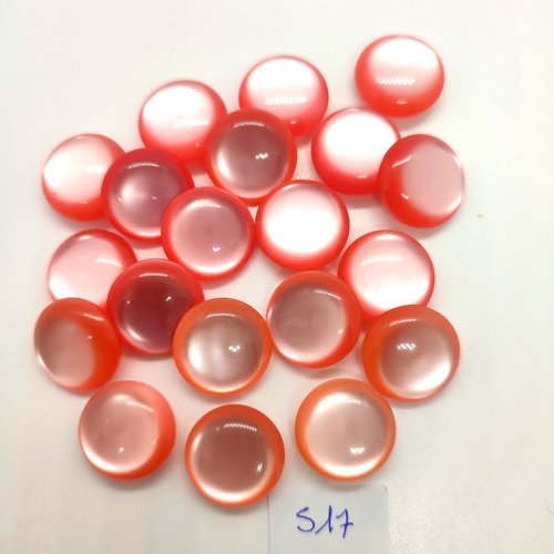 20 boutons en résine rose et orange - 18mm - 517