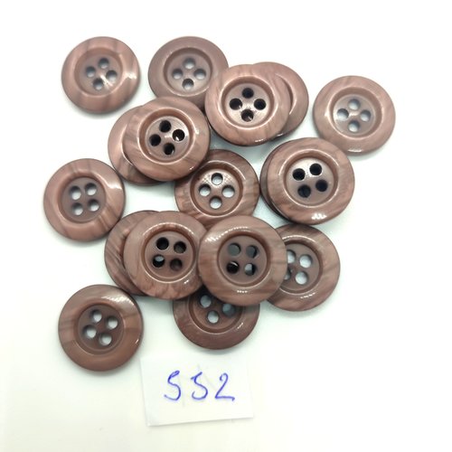 17 boutons en résine marron / taupe - 15mm - 552