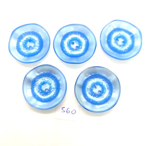 5 boutons en résine bleu clair - 34mm - 560