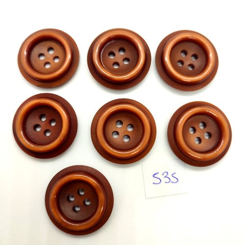 7 boutons en résine marron - 27mm - 535