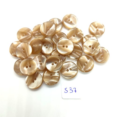 26 boutons en résine beige - 15mm - 537