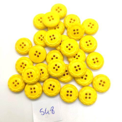 30 boutons en résine jaune - 12mm - 548