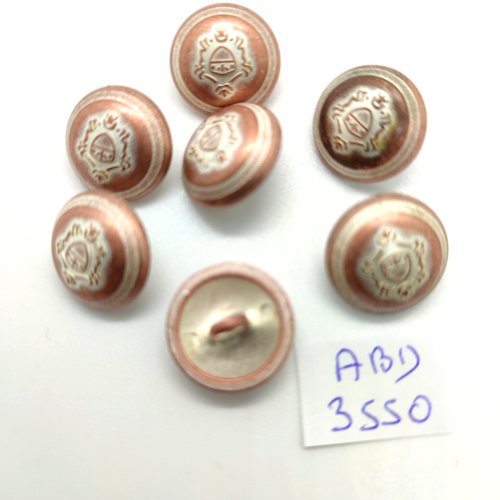7 boutons en métal rose - 15mm - abd3550