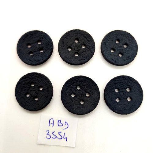 6 boutons en résine noir - 21mm - abd3554