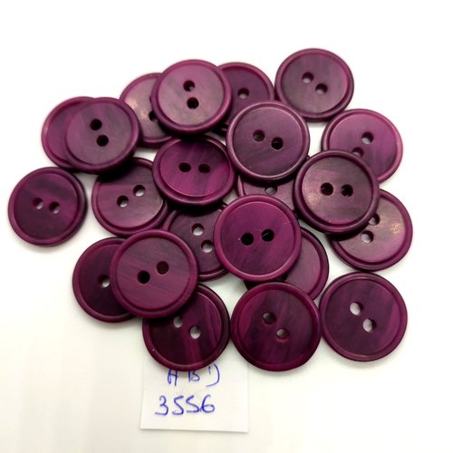 22 boutons en résine violet - 18mm - abd3556