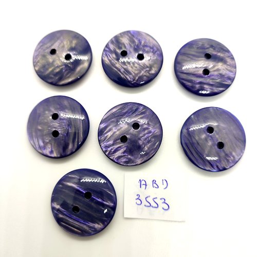 7 boutons en résine violet - 22mm - abd3553