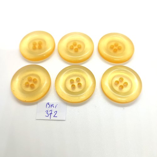 6 boutons en résine jaune / orangé - 27mm - bri372