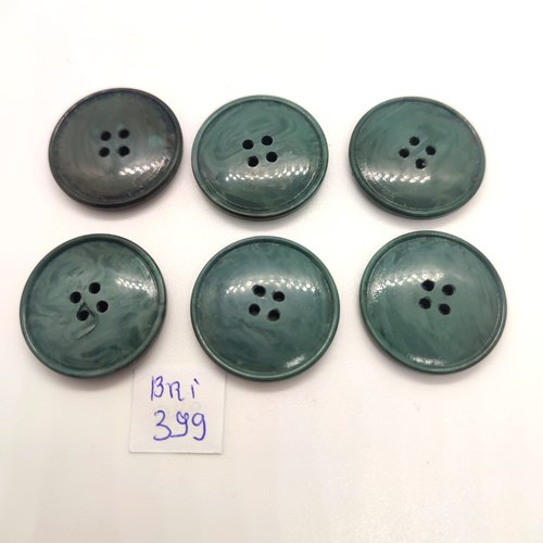 6 boutons en résine vert - 26mm - bri399