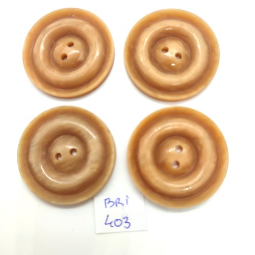 4 boutons en résine beige foncé - 32mm - bri403