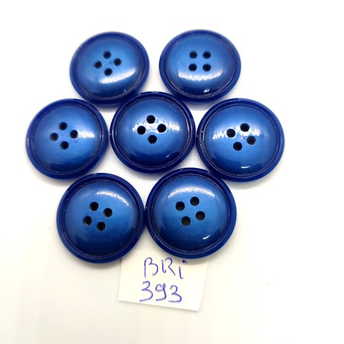7 boutons en résine bleu - 21mm - bri393