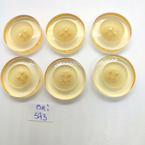 6 boutons en résine jaune / orange - 26/27mm - bri373
