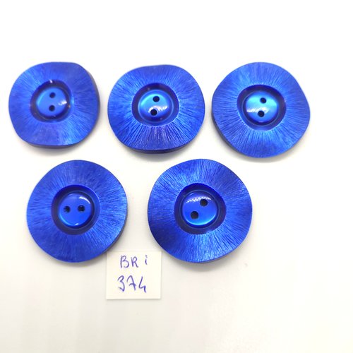5 boutons en résine bleu - 30mm - bri374