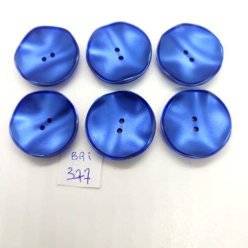 6 boutons en résine bleu - 27mm - bri377