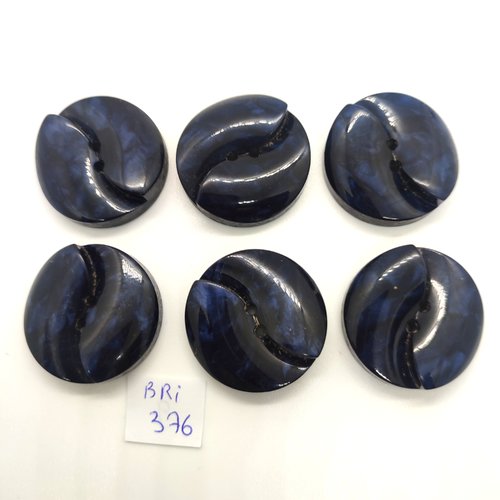 6 boutons en résine bleu foncé - 30mm - bri376