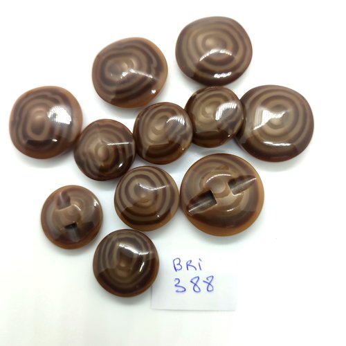 11 boutons en résine marron / taupe - 22mm et 18mm - bri388