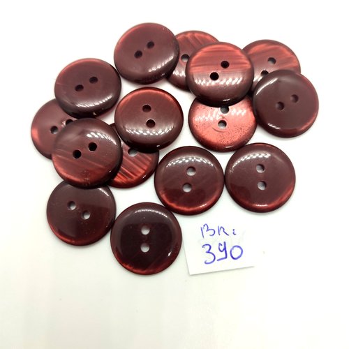 14 boutons en résine marron foncé - 18mm - bri390