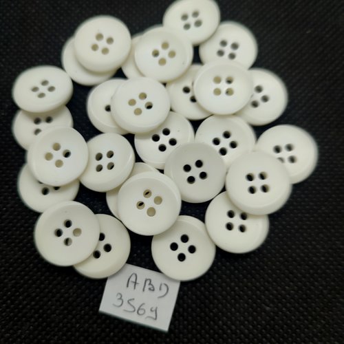 27 boutons en résine blanc - 15mm - abd3569