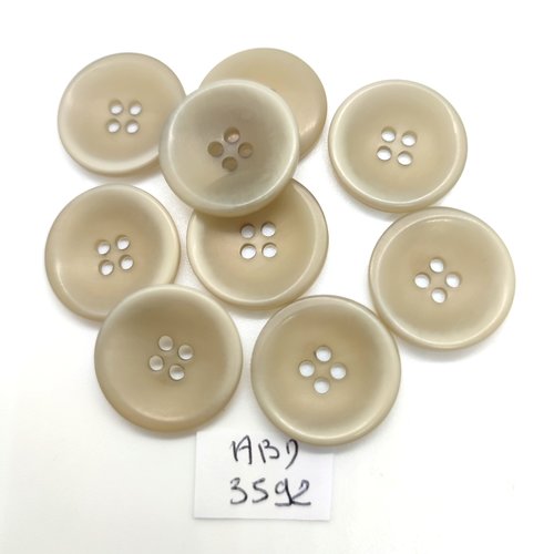 9 boutons en résine beige clair - 20mm - abd3592