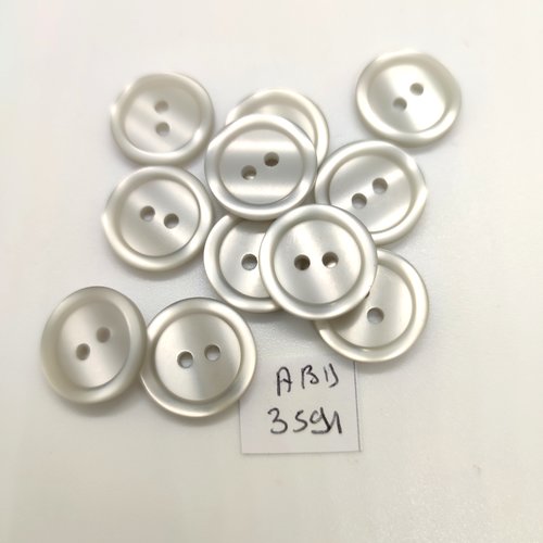 11 boutons en résine gris clair - 18mm - abd3591
