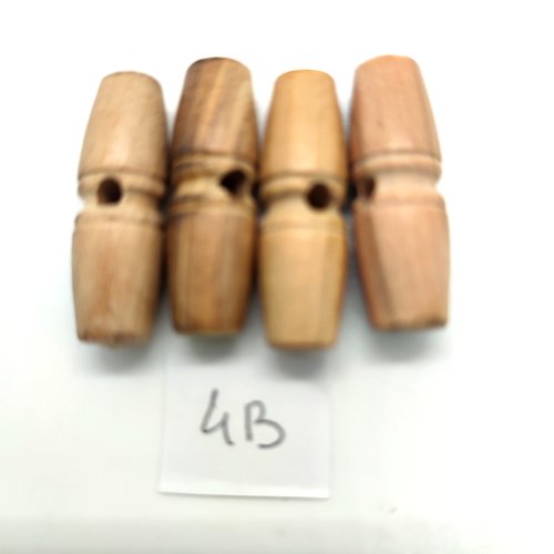 4 boutons brandebourg en bois marron- 10x28mm - 4b
