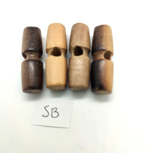 4 boutons brandebourg en bois marron- 10x31mm - 5b
