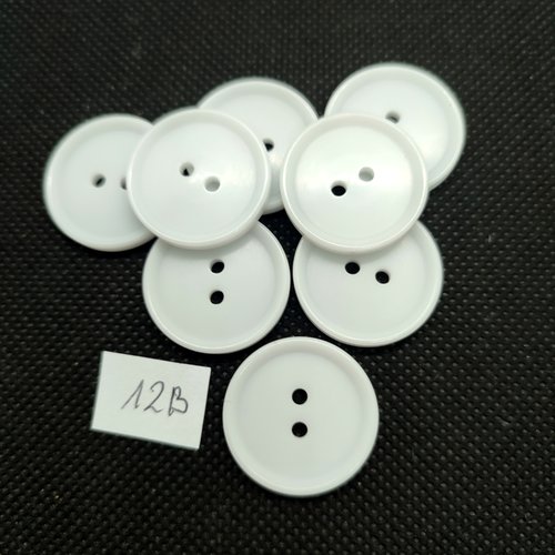 8 boutons en résine blanc - 23mm - 12b