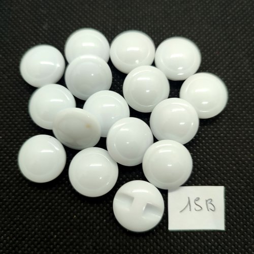 16 boutons en résine blanc - 15mm - 15b