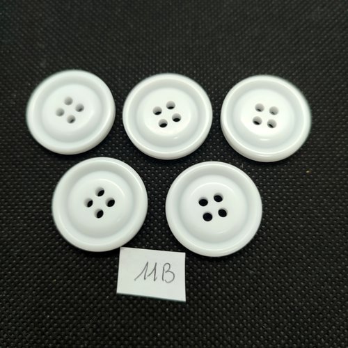 5 boutons en résine blanc - 25mm - 11b