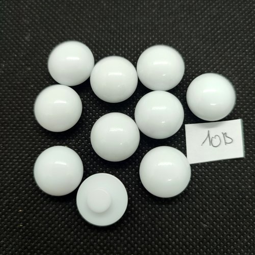 10 boutons en résine blanc - 15mm - 10b