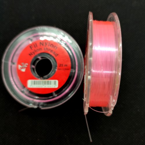 1 bobine de fil en nylon rose- 25m