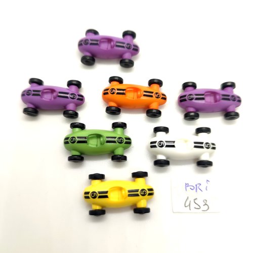 7 boutons fantaisie en résine multicolore (voiture) - 14x24mm bri453