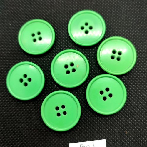 7 boutons en résine vert - 23mm - bri434