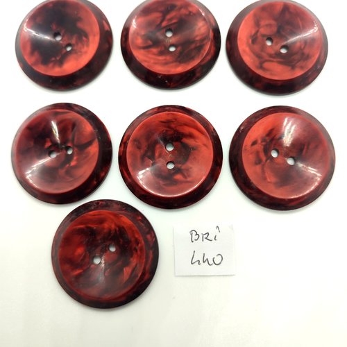 7 boutons en résine marron - 31mm - bri440