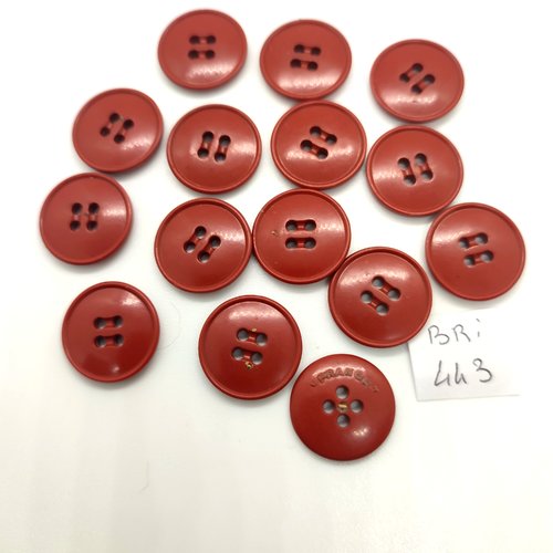 15 boutons en résine marron - 18mm - bri443