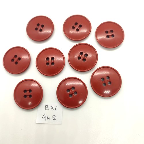 9 boutons en résine marron - 22mm - bri442