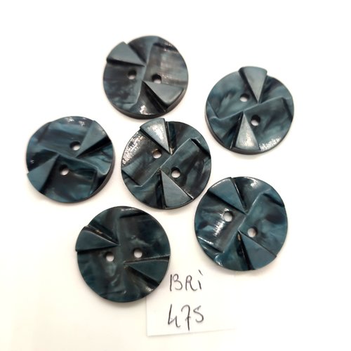 6 boutons en résine vert / bleu - 22/23mm - bri475