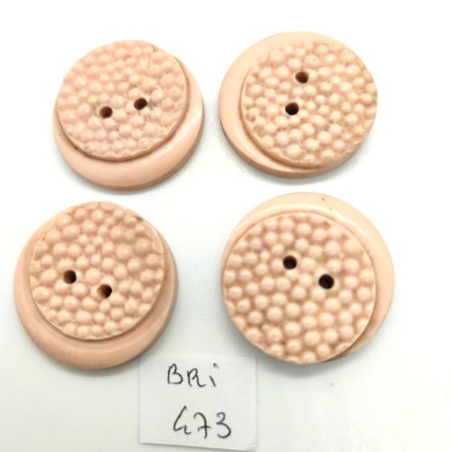 4 boutons en résine rose - vintage - 27mm - bri473