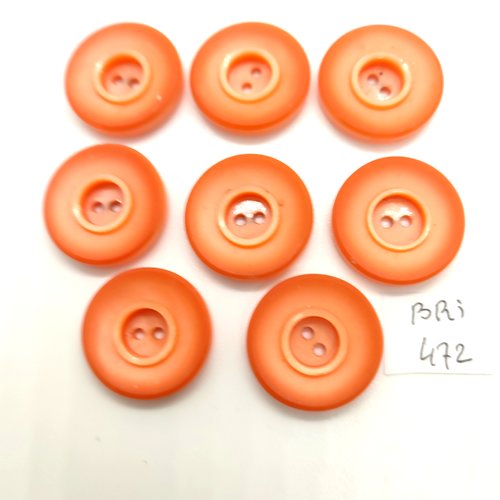 8 boutons en résine orange - 22mm - bri472
