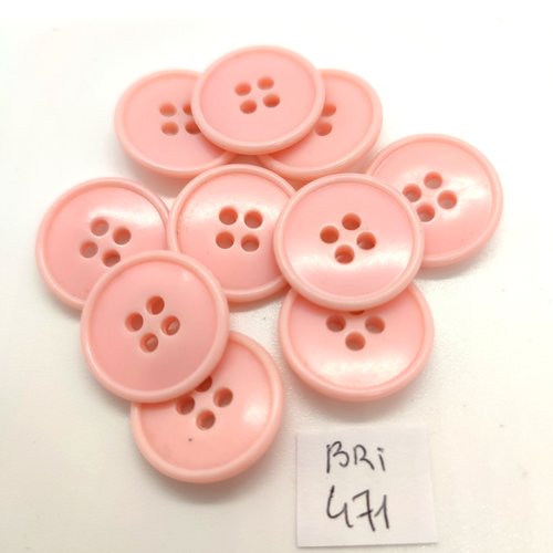 10 boutons en résine rose - 20mm - bri471