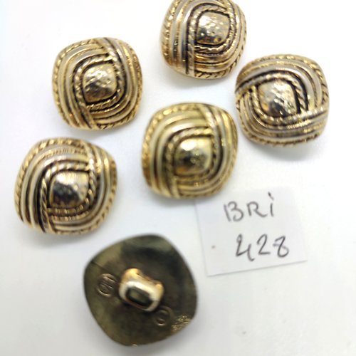6 boutons en résine doré - 17mm - bri428