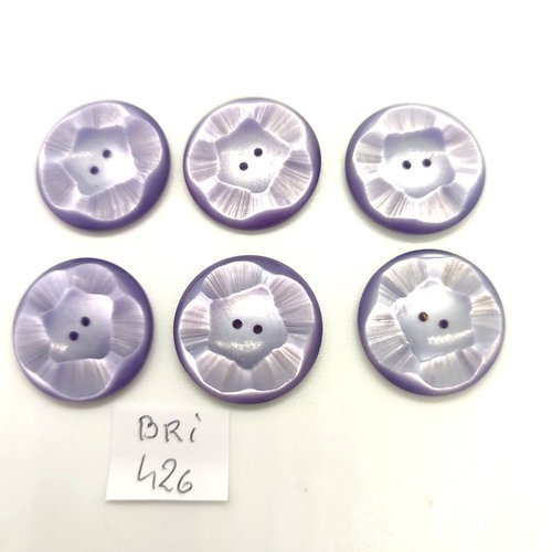 6 boutons en résine lilas - 21mm - bri426