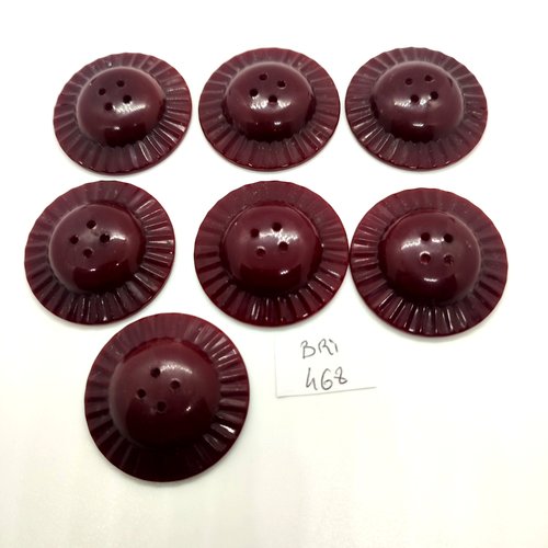 7 boutons en résine marron / bordeaux - 35mm - bri468