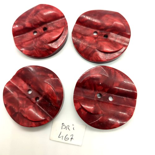 4 boutons en résine rouge foncé / bordeaux - 36mm - bri467